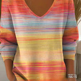 Beatrice™ | Raznobojni Pulover s V-Izrezom