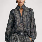 Aveline™ | Vintage set od dva dijela s majicom dugih rukava s Paisley printom i hlačama