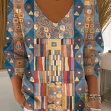 Beatrice™ | Raznobojni Pulover s V-Izrezom